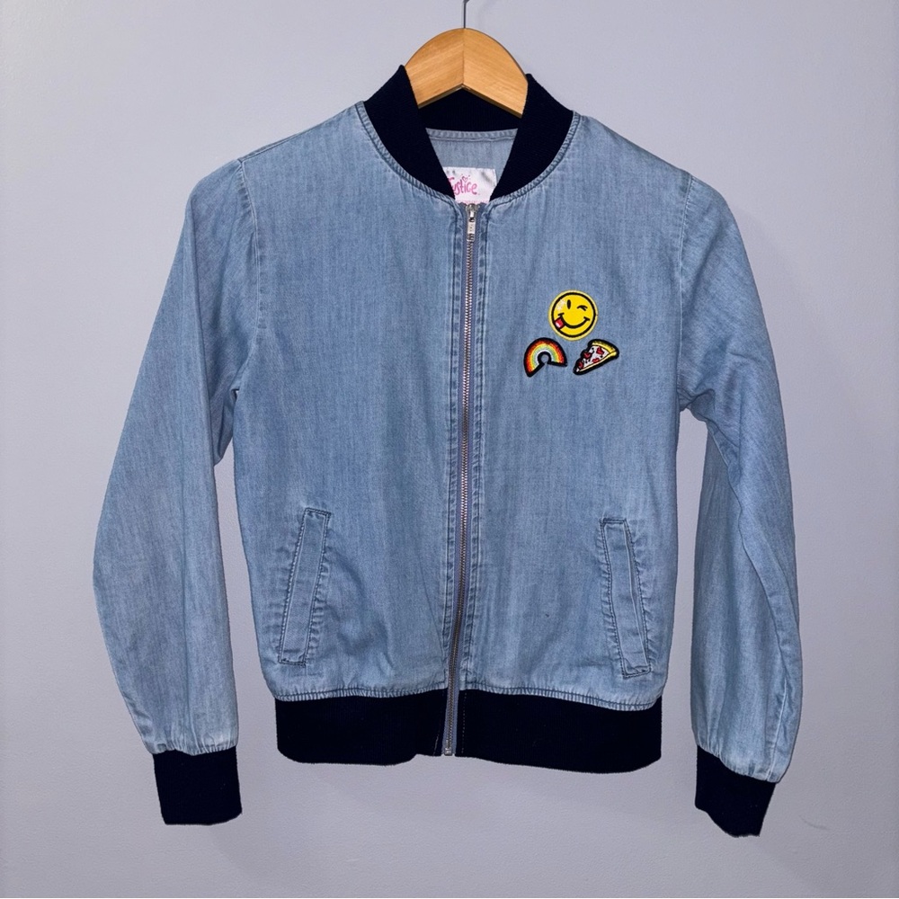 Girls Justice Denim Jacket with Fun Patches